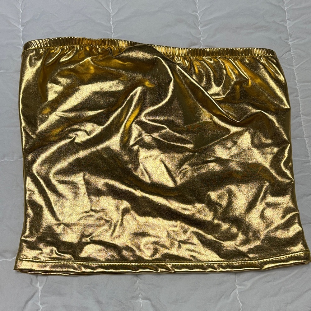Shimmering Gold Metallic Crop Top